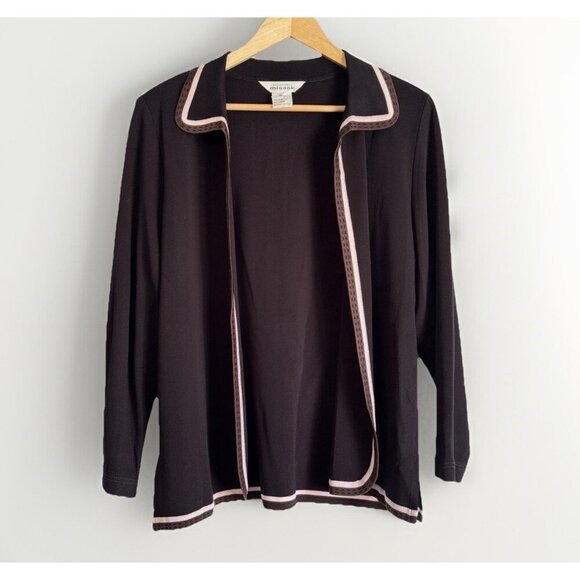 Exclusively Misook Womens Knit Jacket Cardigan Black Size XL Old Money Church - Picture 1 of 9